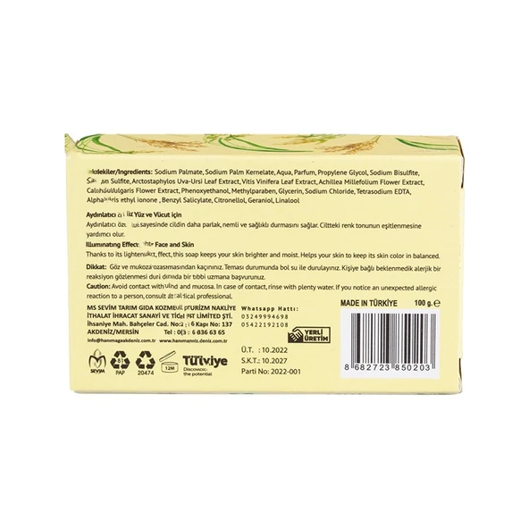 HANIMAGA Akdeniz Pirinç Özlü Beyazlatıcı Sabun 100 gr - Resim 2