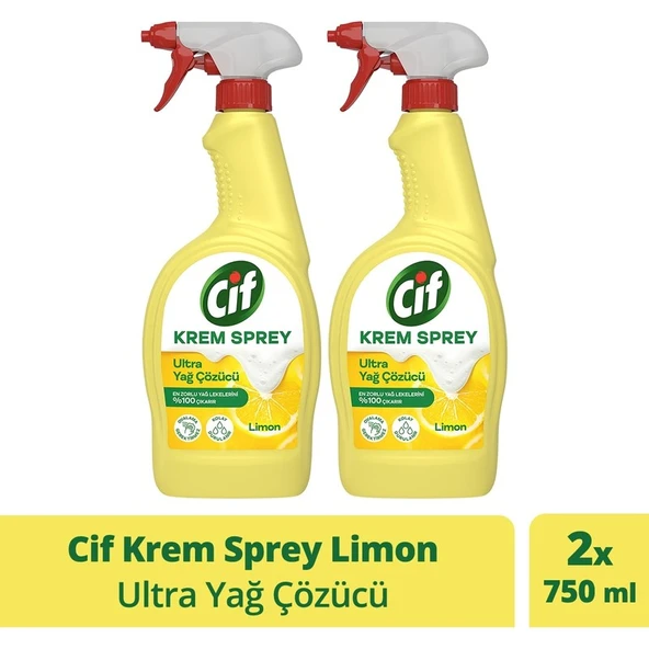 Cif Yüzey Temizleyici Sprey Krem Limon Ultra Yağ Çözücü 750 ml X2 ürün görseli
