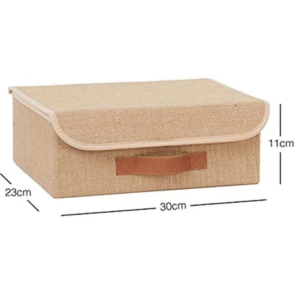 Evde Dekorum Jüt Kapaklı Kutu // 30X23X11, Kahverengi - Resim 2