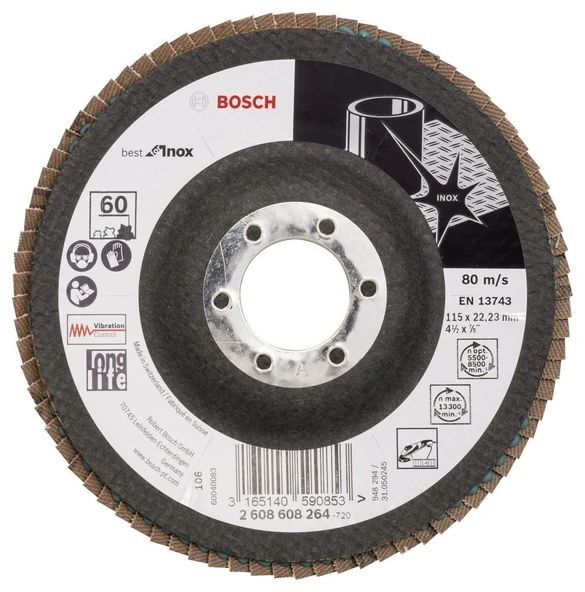 BOSCH Best For Inox115 mm 60 K Flap Disk ürün görseli 1