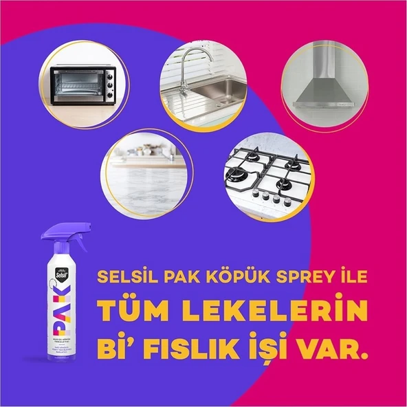 Selsil Pak Mucize Köpük Temizleyici Sprey 500 ml x 2 Adet - Resim 3