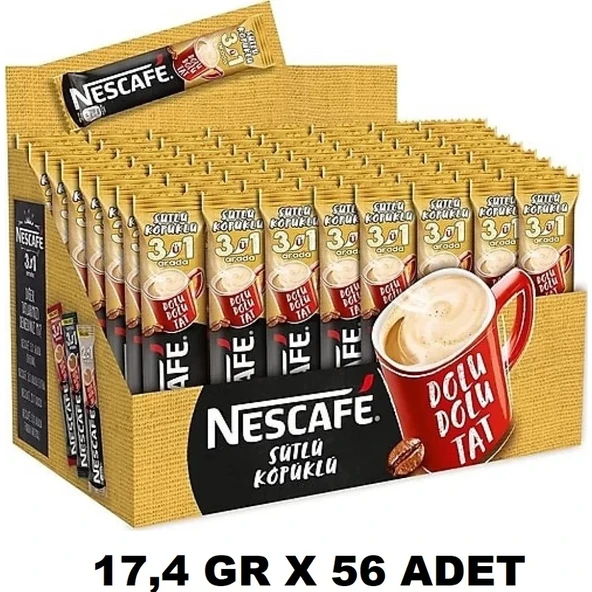 Nescafe 3ü1 Arada Sütlü Köpüklü Kahve 17,4 gr x 56 Adet ürün görseli