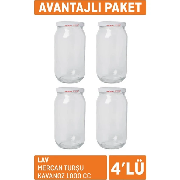Lav Mercan Turşu Kavanoz 4'lü 1000 cc ürün görseli