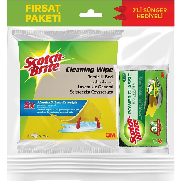 Scotch Brite 5'li Temizlik Bezi + 2'li Sünger ürün görseli