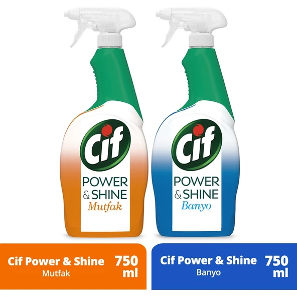 Cif Power&Shine Mutfak 750 ml + Cif Power&Shine Banyo 750 ml ürün görseli