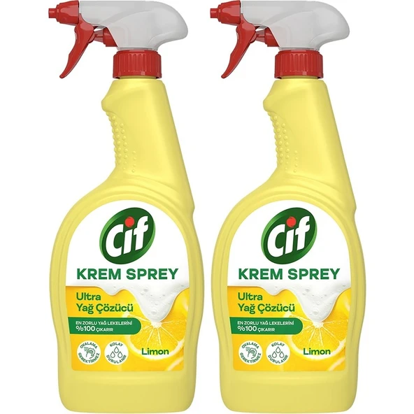 Cif Yüzey Temizleyici Sprey Krem Limon Ultra Yağ Çözücü 750 ml X2 - Resim 2