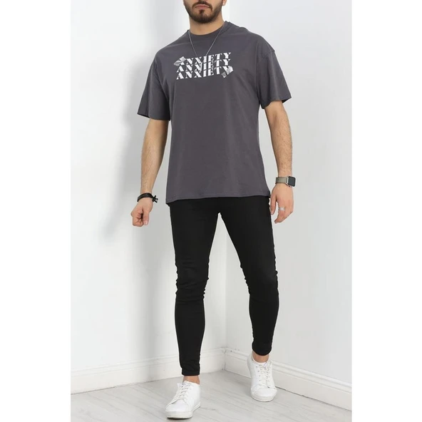 Baskılı Penye Erkek Tişört Fümeoranj - Resim 2