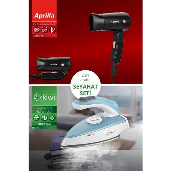 Kiwi Kats-12 2'si 1 Arada Katlanabilir Ütü ve Saç Kurutma Makinesi Dahil Seyahat Seti ürün görseli