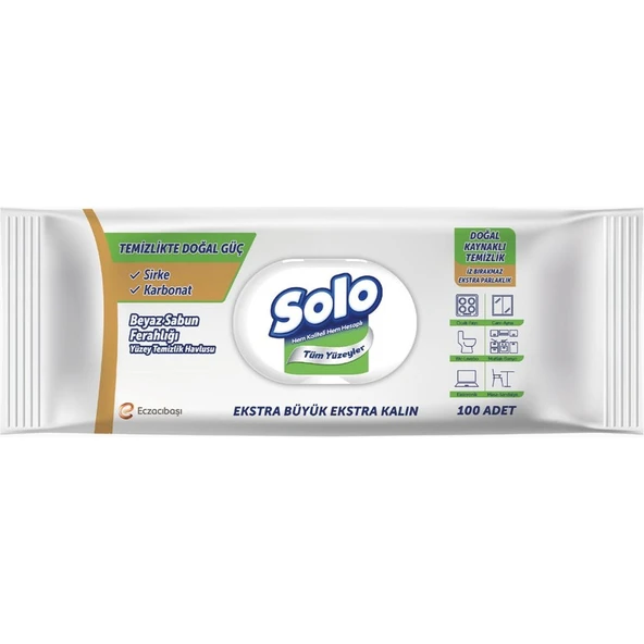 Solo Yüzey Temizleme Havlusu 100'lü Beyaz Sabun Ferahlığı Ekstra Büyük ürün görseli