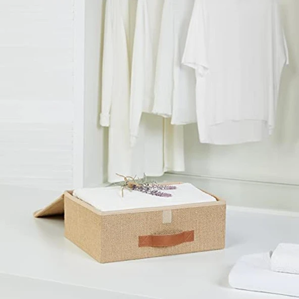 Evde Dekorum Jüt Kapaklı Kutu // 30X23X11, Kahverengi - Resim 3