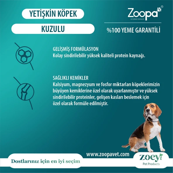 Zoey Kuzulu Yetişkin Köpek Maması 15 KG - Resim 2