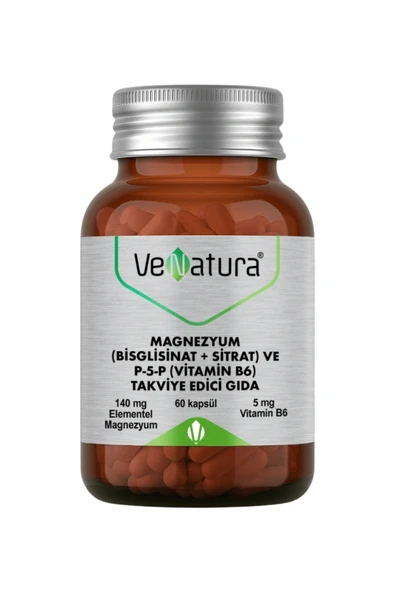 Venatura Magnezyum Bisglisinat Sitrat Ve P-5-P Vitamin B6 60 Kapsül - 1