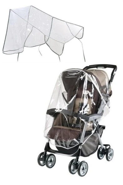 Bebek Arabası Puset Şeffaf Yağmurluk Rüzgar Engelleyici Muşamba - Resim 3