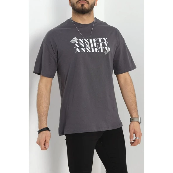 Baskılı Penye Erkek Tişört Fümeoranj ürün görseli