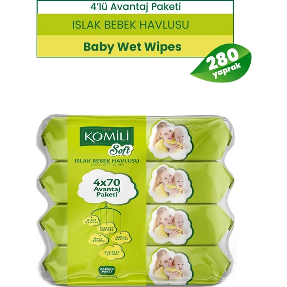 Komili Soft Islak Havlu 4X70 280 Yaprak ürün görseli