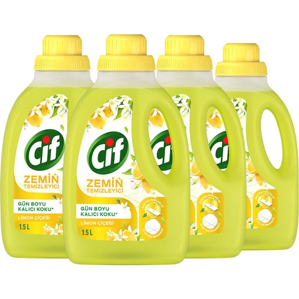 Cif Zemin Temizleyici Limon Çiçeği 1500 ml X4 - Resim 2