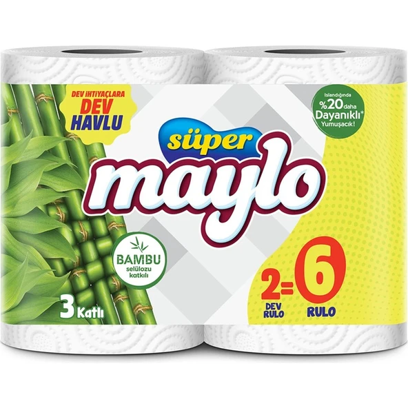 Maylo Süper Bambu Katkılı Dev Havlu 2=6 Rulo ürün görseli