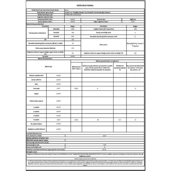 Beko 974509 MB E Enerji Sınıfı 508 Lt No Frost Buzdolabı Beyaz - 5