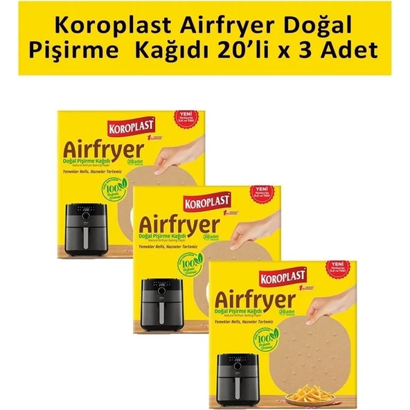 Koroplast Airfryer Doğal Pisirme Kağıdı 20'li 23 x 23 cm x 3 Paket ürün görseli