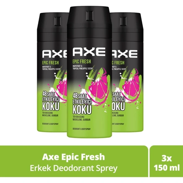 Axe Erkek Deodorant & Bodyspray Epic Fresh 48 Saat Etkileyici Koku 150 ml X3 ürün görseli