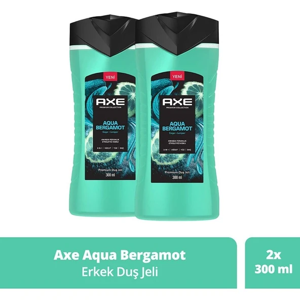 Axe Premium Collection Duş Jeli Aqua Bergamot 3 In 1 Vücut Saç Yüz 300 ml X2 ürün görseli
