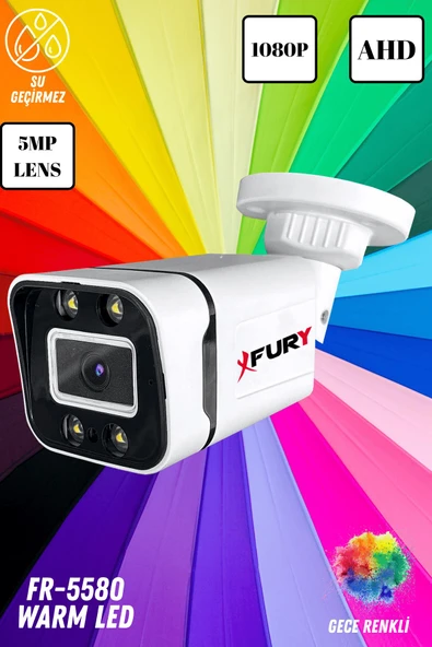 FURY 5mp Lens 1080p 4 x Ultra Led Gece Renkli Full HD Suya Dayanıklı Güvenlik Kamerası - Resim 4