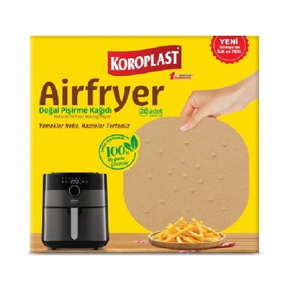 Koroplast Airfryer Doğal Pisirme Kağıdı 20'li 23 x 23 cm x 3 Paket - Resim 2