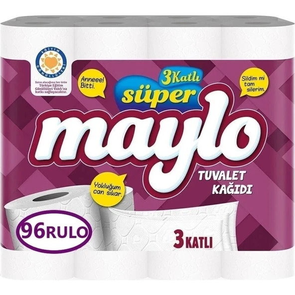 Maylo Süper 3 Katlı Tuvalet Kağıdı 96 Rulo ürün görseli