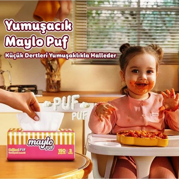 Maylo 4 Adet Puf Mendil 150'LI Tek Paket - Resim 2