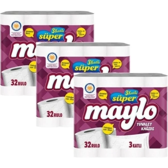 Maylo Süper 3 Katlı Tuvalet Kağıdı 32'li x 3 Adet ( 96 ) ürün görseli