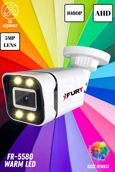 FURY 5mp Lens 1080p 4 x Ultra Led Gece Renkli Full HD Suya Dayanıklı Güvenlik Kamerası - Resim 3
