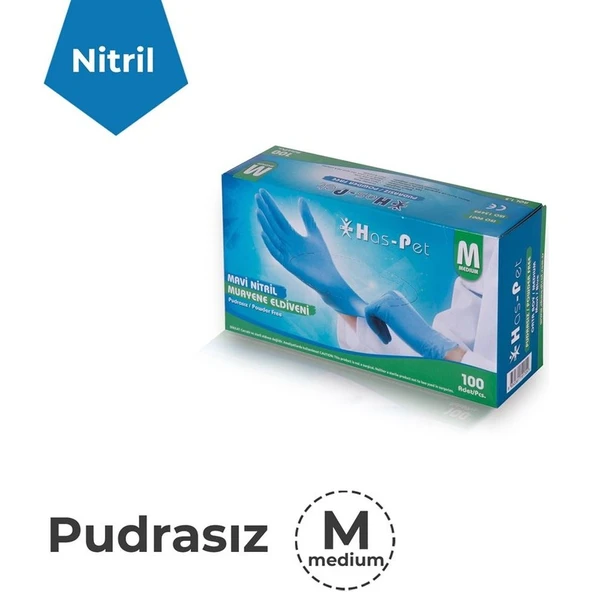 Haspet Mavi Nitril Pudrasız Eldiven - M - Resim 3