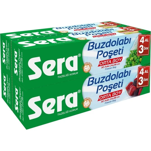 Sera Buzdolabı Poşeti Orta Boy 4 Al 3 Öde 24 x 38 cm ürün görseli