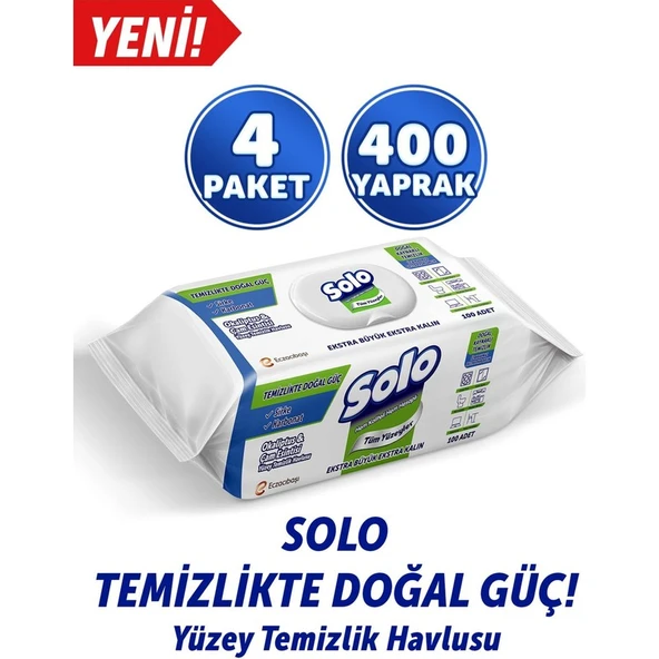 ASF Store Solo Yüzey Temizleyici Havlu Okaliptus Cam Esintisi 100'LÜ 4 Adet ürün görseli