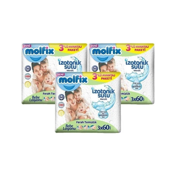 Molfix Ferah Islak Mendil 3X60 180 Yaprak ürün görseli