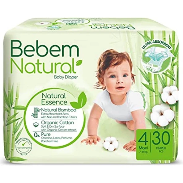EKS Ticaret Bebem Natural Bebek Bezi Maxi 4 Beden Jumbo 30 Adet ürün görseli