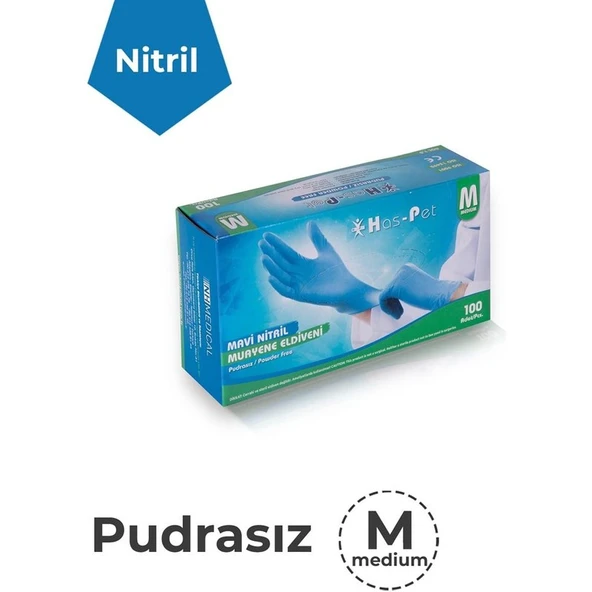 Haspet Mavi Nitril Pudrasız Eldiven - M - Resim 4