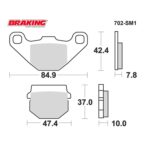 Braking 702Sm1 2006-2008 Suzuki AN 125 HK Uyumlu Ön Fren Balatası Yarı Metalik Balata - 2