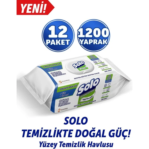 ASF Store Solo Yüzey Temizleyici Havlu Okaliptus Cam Esintisi 100'LÜ 12 Adet ürün görseli