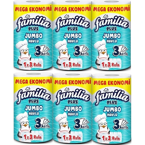 Familia Plus Jumbo Havlu 1=3 Rulo 6 Adet ürün görseli