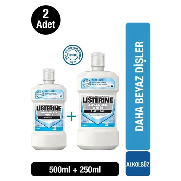 Listerine 500+250 Advanced White Hafif Tat X 2 ürün görseli