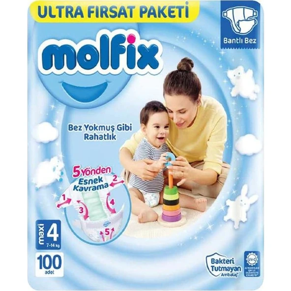 Molfix Maxi 4 Numara 7-14 kg Ultra Fırsat Paketi 100'lü ürün görseli