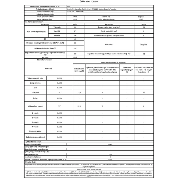 Beko 74785 MB Mini Buzdolabı - Resim 6