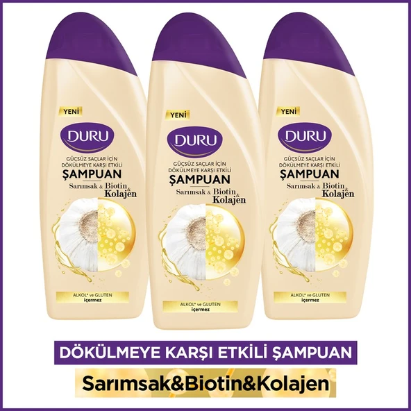 Duru Sarımsak&Biotin& Dökülmeye Karşı Etkili Şampuan 3x500 Ml ürün görseli
