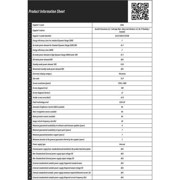 Beko B43 D 500 B 43" 108 Ekran Uydu Alıcılı Full HD LED TV - Resim 5