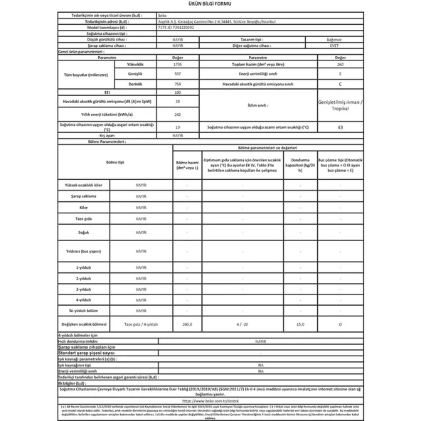 Beko 7375 JEI 260 LT 5 Çekmeceli Dikey Derin Dondurucu - 5