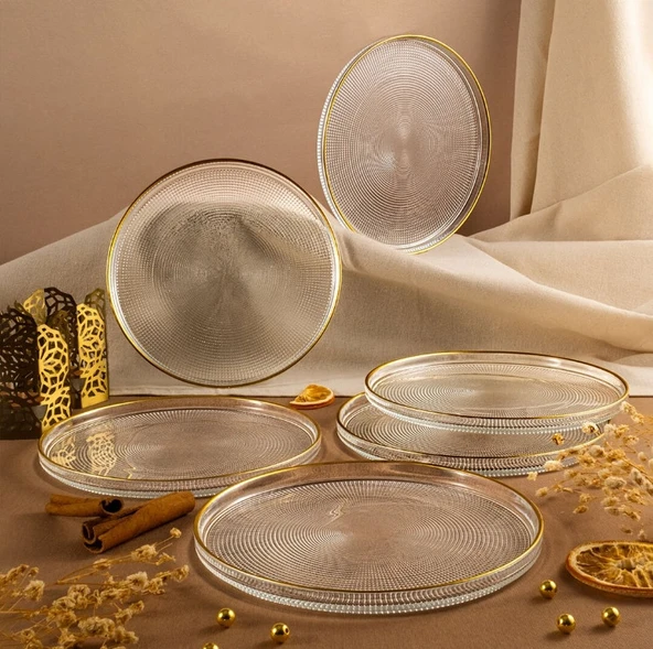 Fecra Loren 6 Parça Servis Seti 21 cm Gold Fileli - 5