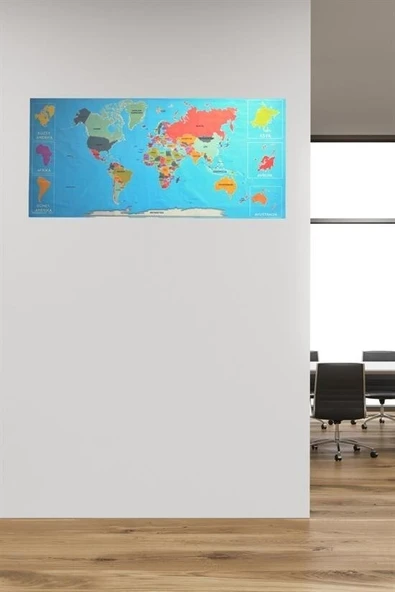Renkli Atlas Dünya Haritası Manyetik Yapıştırıcı Gerektirmeyen Duvar Stickerı 118 CM * 56 CM - Resim 8