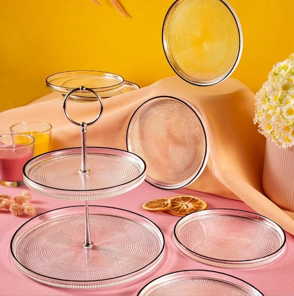 Fecra Loren 7 Parça Servis ve Sunum Seti Siyah Fileli - 5