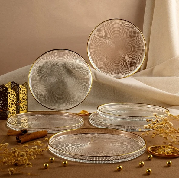 Fecra Loren 6 Parça Servis Seti 21 cm Gold Fileli - 6